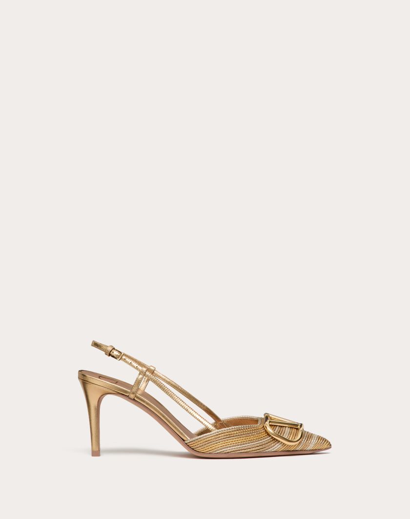 Valentino Handbags Décolleté Slingback Vlogo Signature Metalizzato Con Ricamo Cornely 80mm per Donna in Oro | Valentino IT