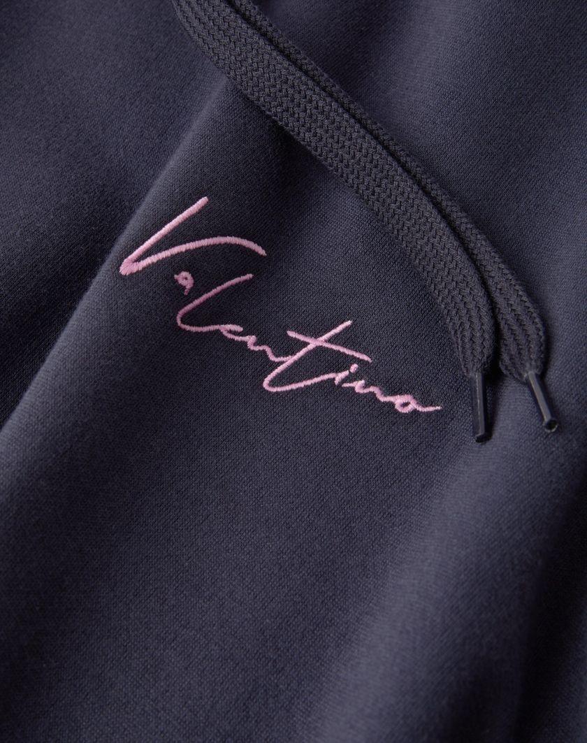 Valentino Handbags Felpa Con Cappuccio In Cotone Con Ricamo Valentino E Stampa Vlogo Signature Per Uomo In Navy | Valentino IT