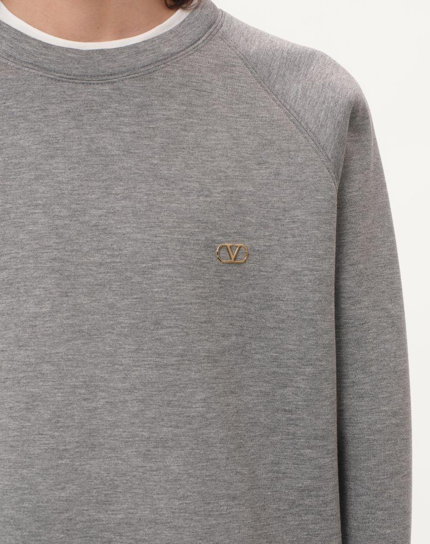 Valentino Handbags Felpa Girocollo In Neoprene Con Vlogo Per Uomo In Grigio | Valentino IT