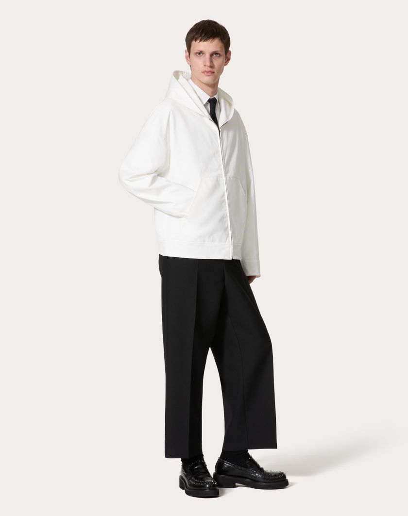 Valentino Handbags Felpa In Nylon Con Cappuccio Per Uomo In Bianco | Valentino IT