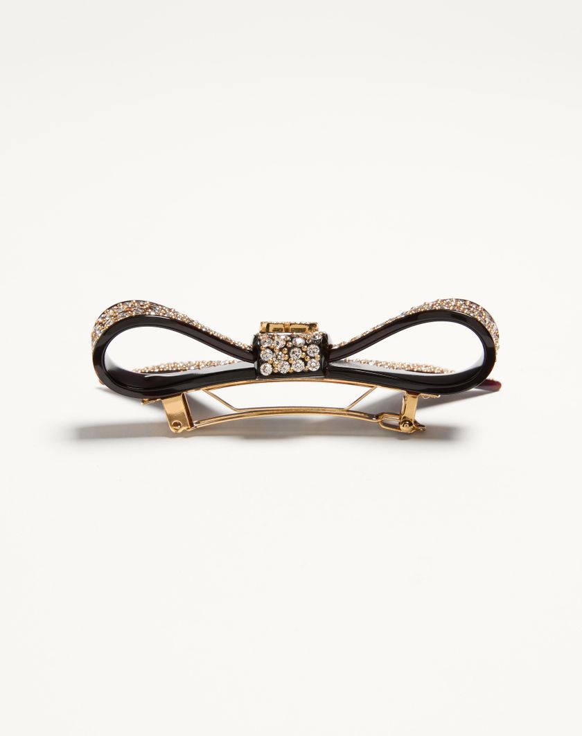 Valentino Handbags Fermaglio Fiocco Per Capelli Vlogo Signature In Resina Metallo E Cristalli Per Donna In Multicolor | Valentino IT