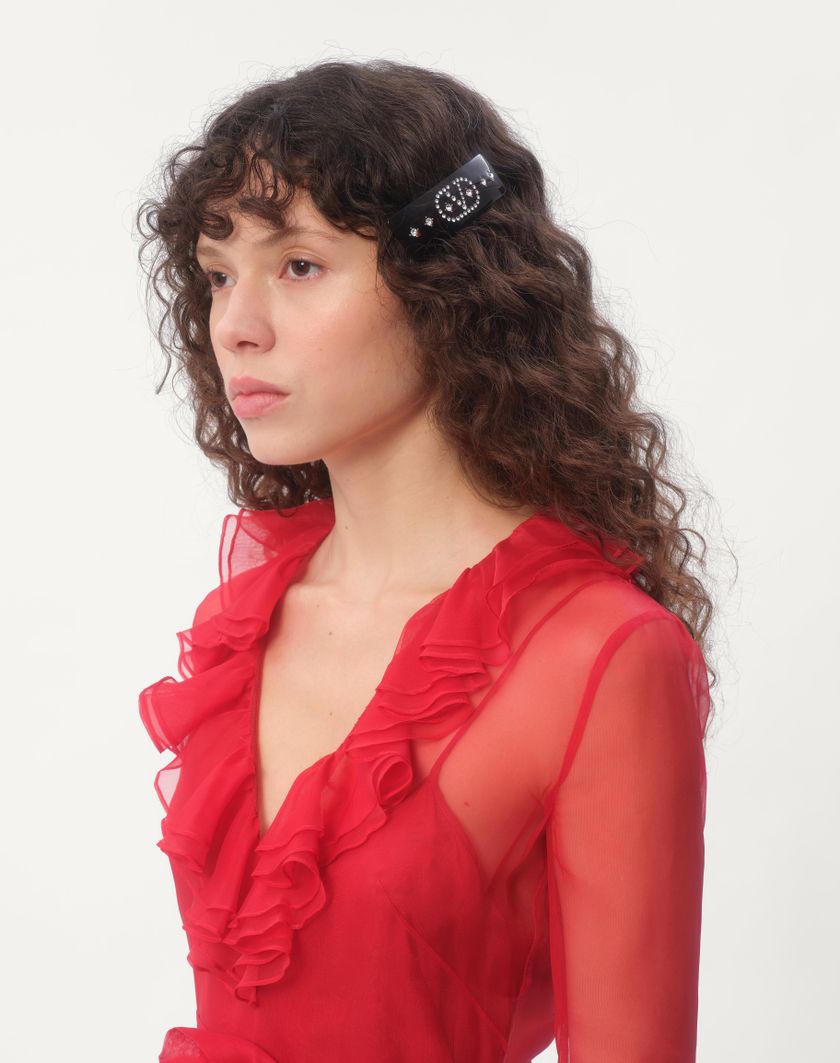 Valentino Handbags Fermaglio Per Capelli Vlogo Signature In Resina Metallo E Cristalli Per Donna In Multicolor | Valentino IT