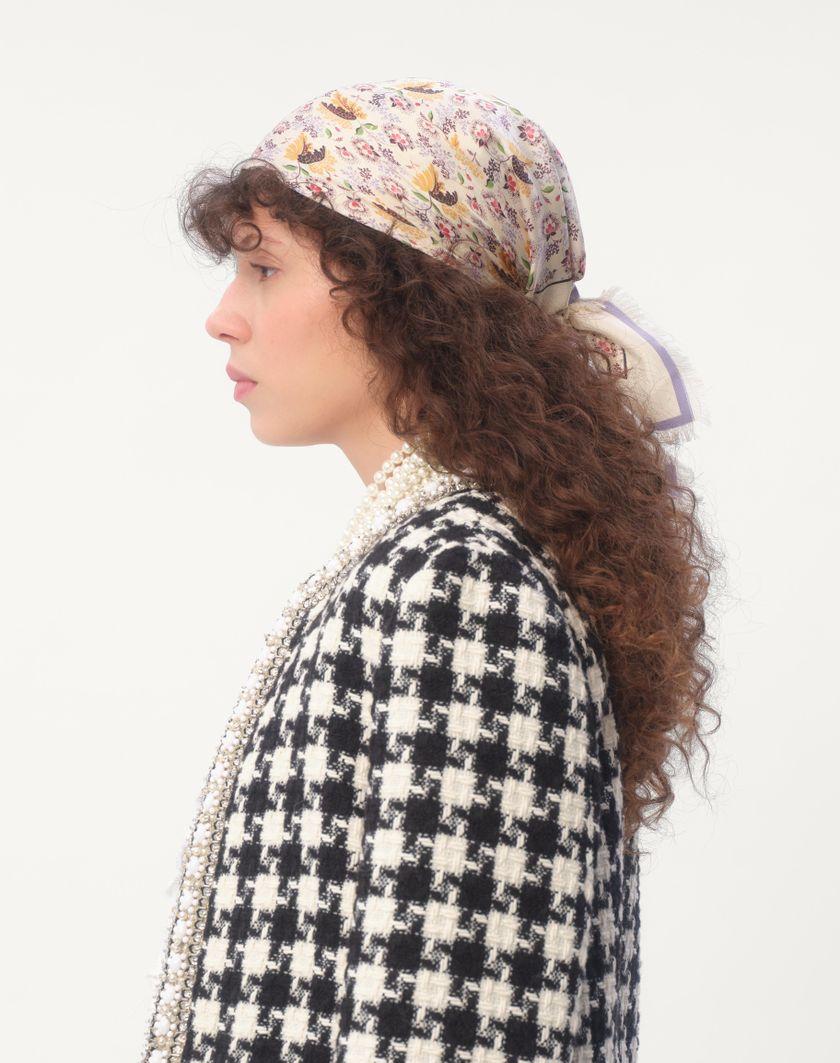 Valentino Handbags Foulard Papier Floral In Seta Per Donna In Lilla | Valentino IT