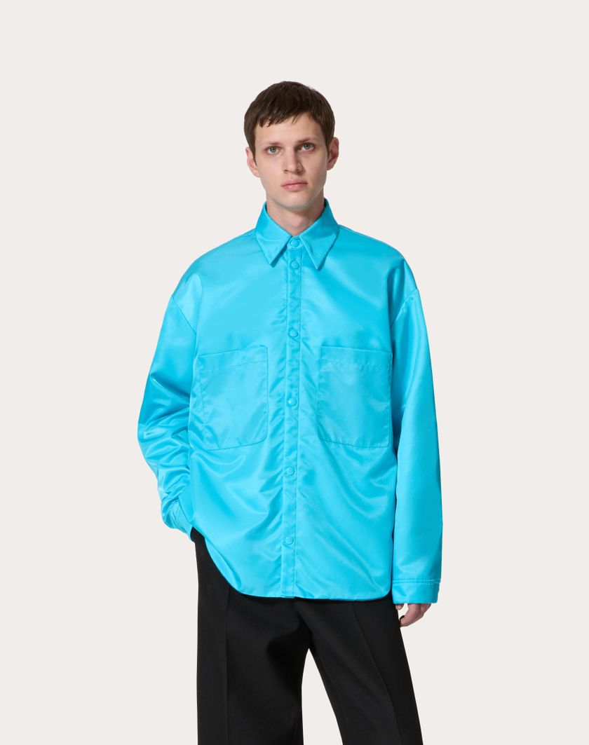 Valentino Handbags Giacca Camicia In Nylon Per Uomo In Sky Blue | Valentino IT