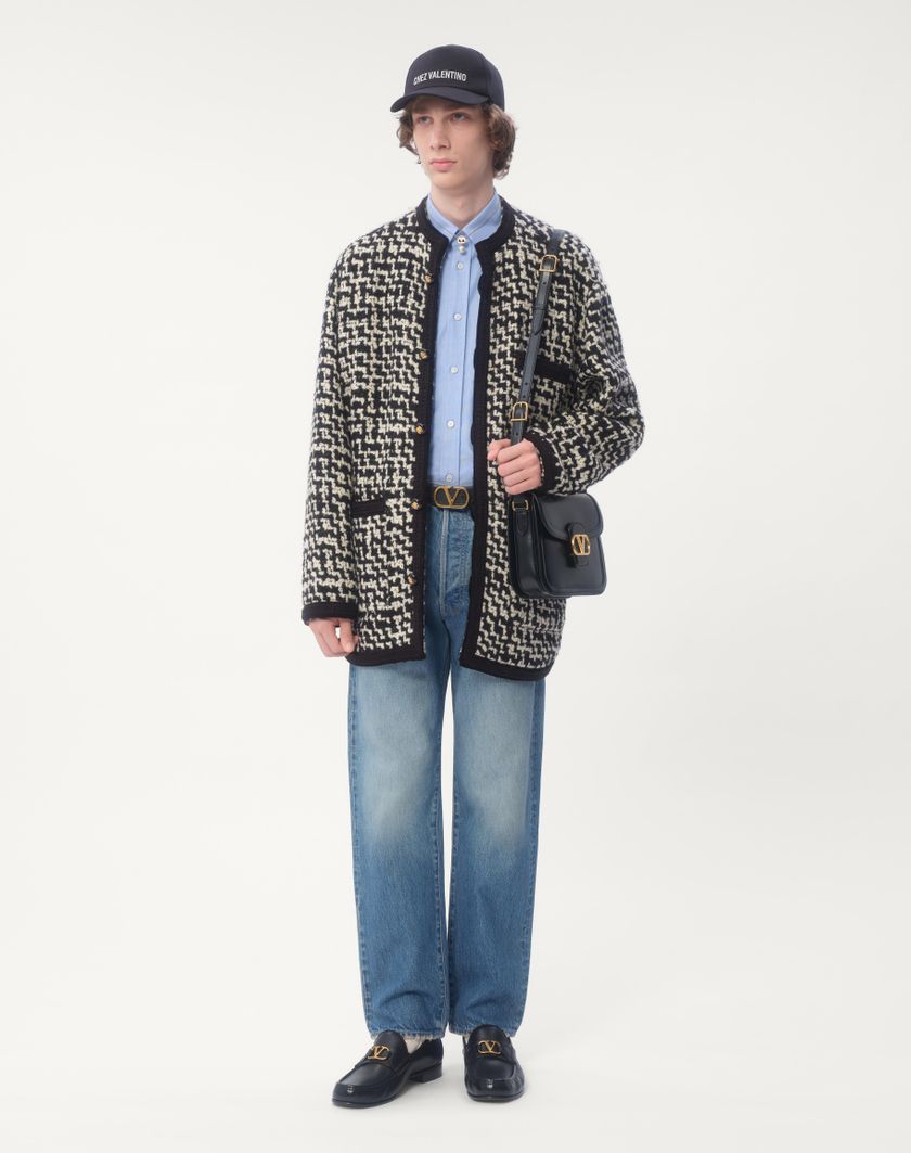 Valentino Handbags Giacca Camicia In Tweed Di Lana Per Uomo In Avorio/nero | Valentino IT