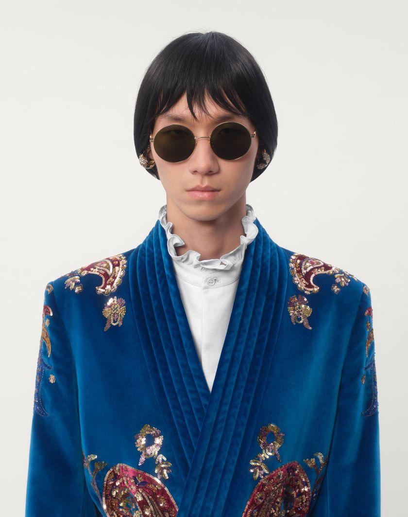 Valentino Handbags Giacca Con Cintura In Velluto Di Cotone Con Ricami Di Paillettes Per Uomo In Prussia | Valentino IT