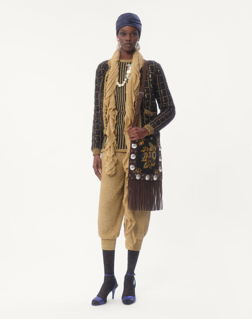 Valentino Handbags Giacca Di Maglia In Mohair E Paillettes Per Donna In Nero/oro | Valentino IT