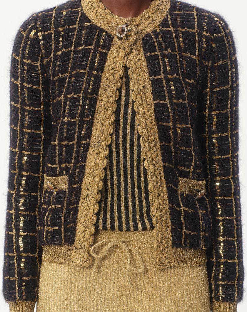 Valentino Handbags Giacca Di Maglia In Mohair E Paillettes Per Donna In Nero/oro | Valentino IT