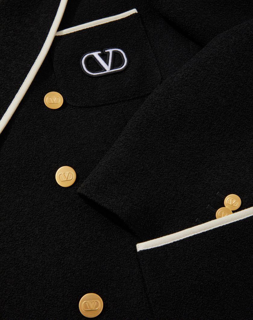 Valentino Handbags Giacca Doppiopetto In Lana Boucle' Con Ricamo Vlogo Signature Per Uomo In Nero | Valentino IT