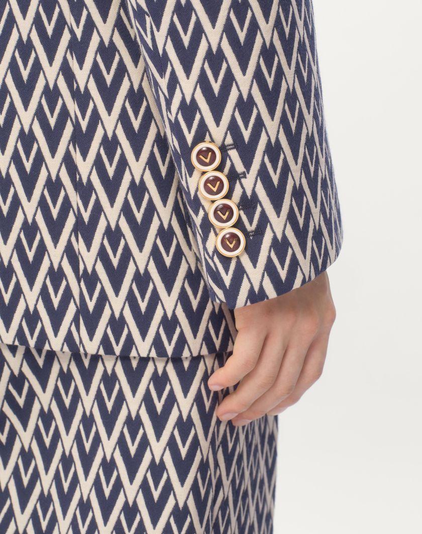 Valentino Handbags Giacca Doppiopetto In Lana Con Motivo Jacquard Toute La V Per Uomo In Notte/crema | Valentino IT