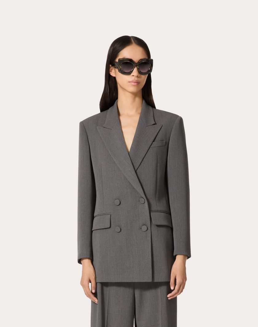 Valentino Handbags Giacca In Active Gabardine Per Donna In Grigio | Valentino IT