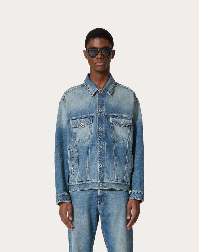 Valentino Handbags Giacca In Denim Con Cabochons Per Uomo In Denim | Valentino IT