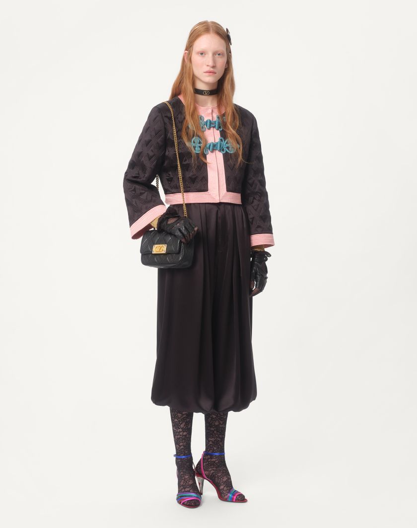 Valentino Handbags Giacca In Doppia Duchesse Per Donna In Nero/rosa | Valentino IT