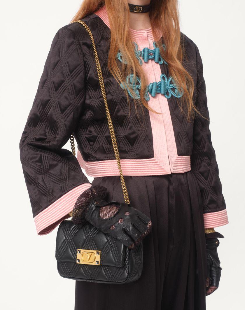 Valentino Handbags Giacca In Doppia Duchesse Per Donna In Nero/rosa | Valentino IT