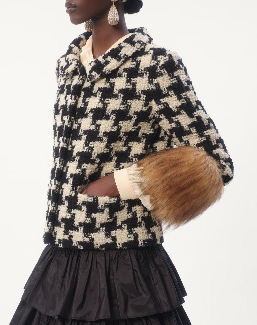 Valentino Handbags Giacca In Macro Pied De Poule Tweed Per Donna In Avorio/nero | Valentino IT