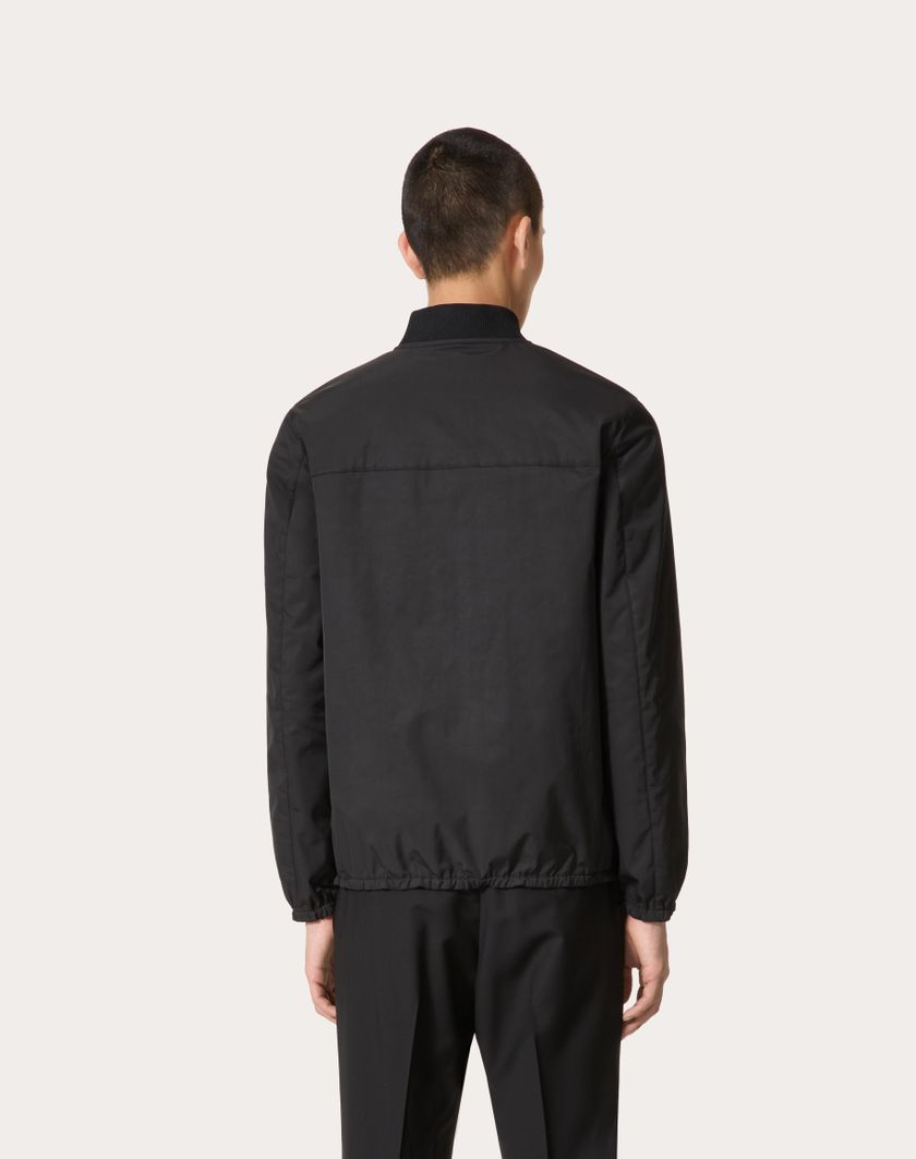 Valentino Handbags Giacca In Nylon Con Patch In Pelle E Vlogo Signature Per Uomo In Nero | Valentino IT