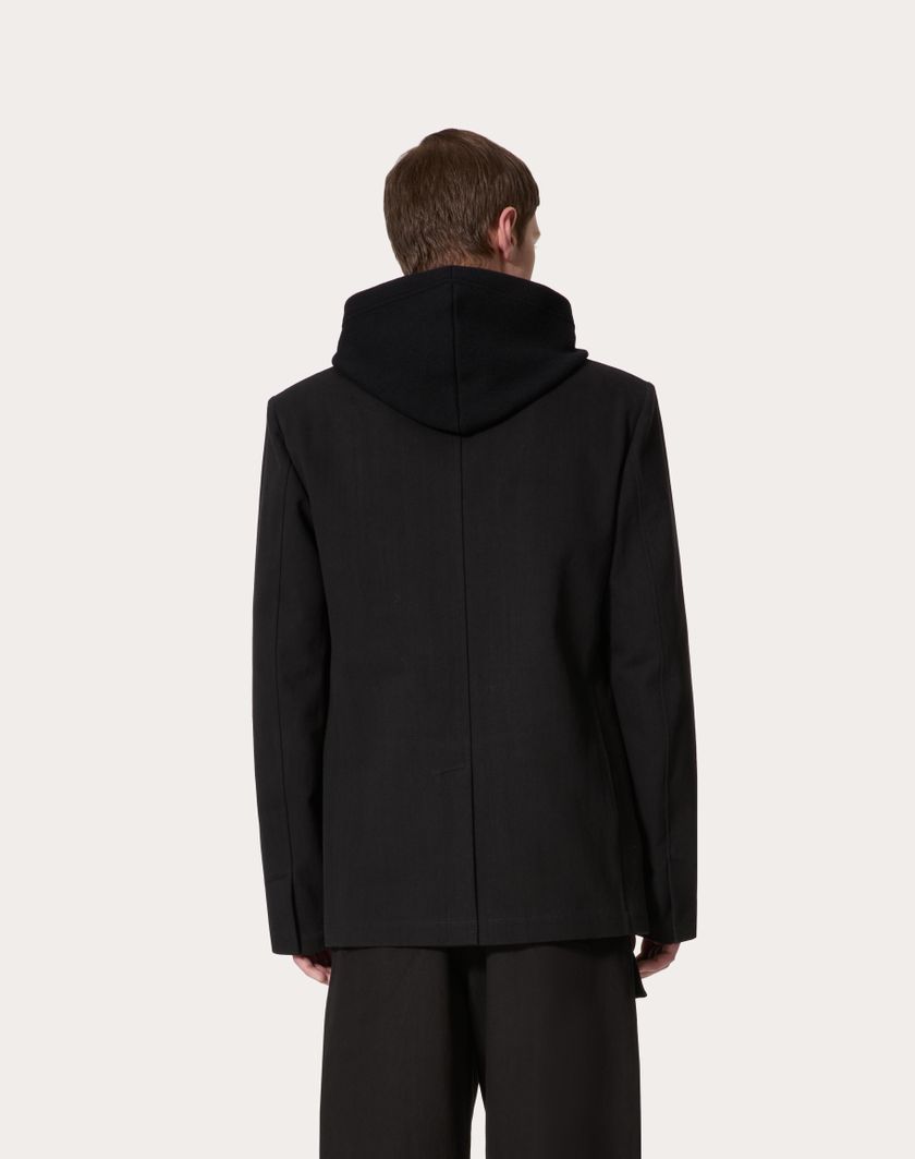 Valentino Handbags Giacca Monopetto In Canvas Di Cotone Per Uomo In Nero | Valentino IT