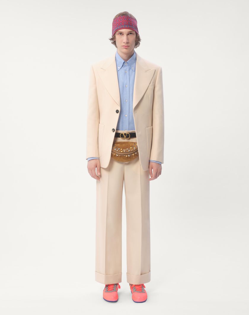 Valentino Handbags Giacca Monopetto In Gabardina Di Lana Per Uomo In Burro | Valentino IT