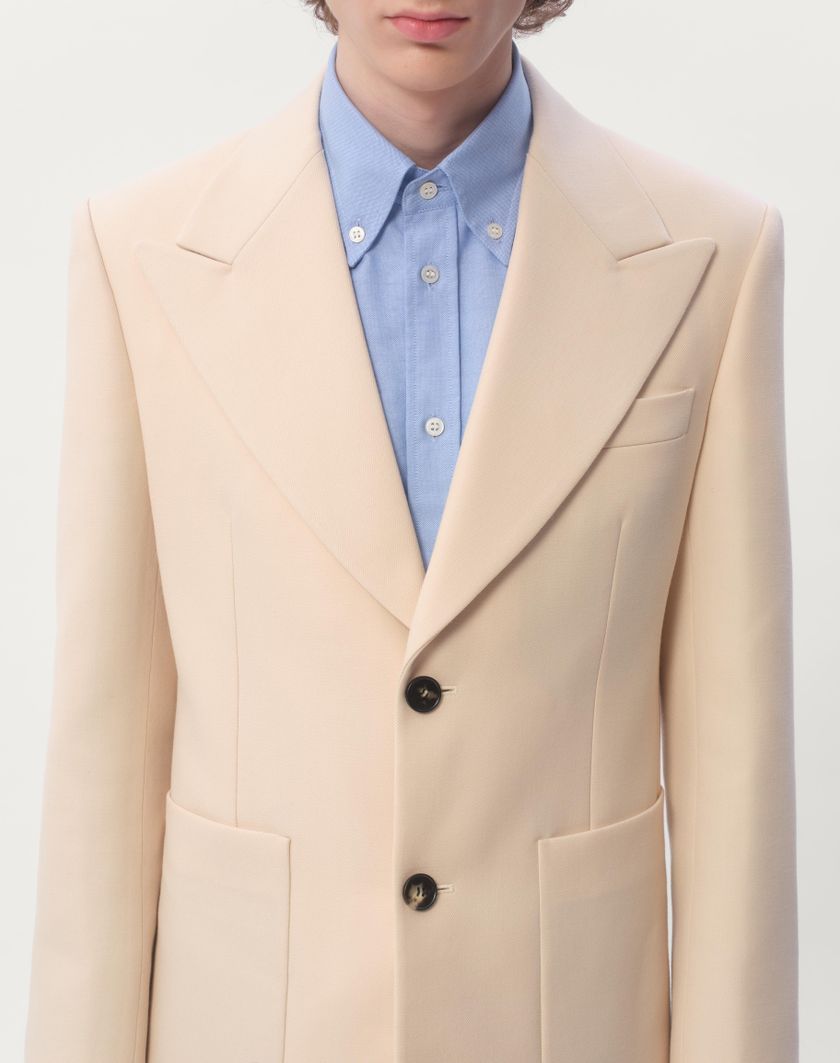 Valentino Handbags Giacca Monopetto In Gabardina Di Lana Per Uomo In Burro | Valentino IT