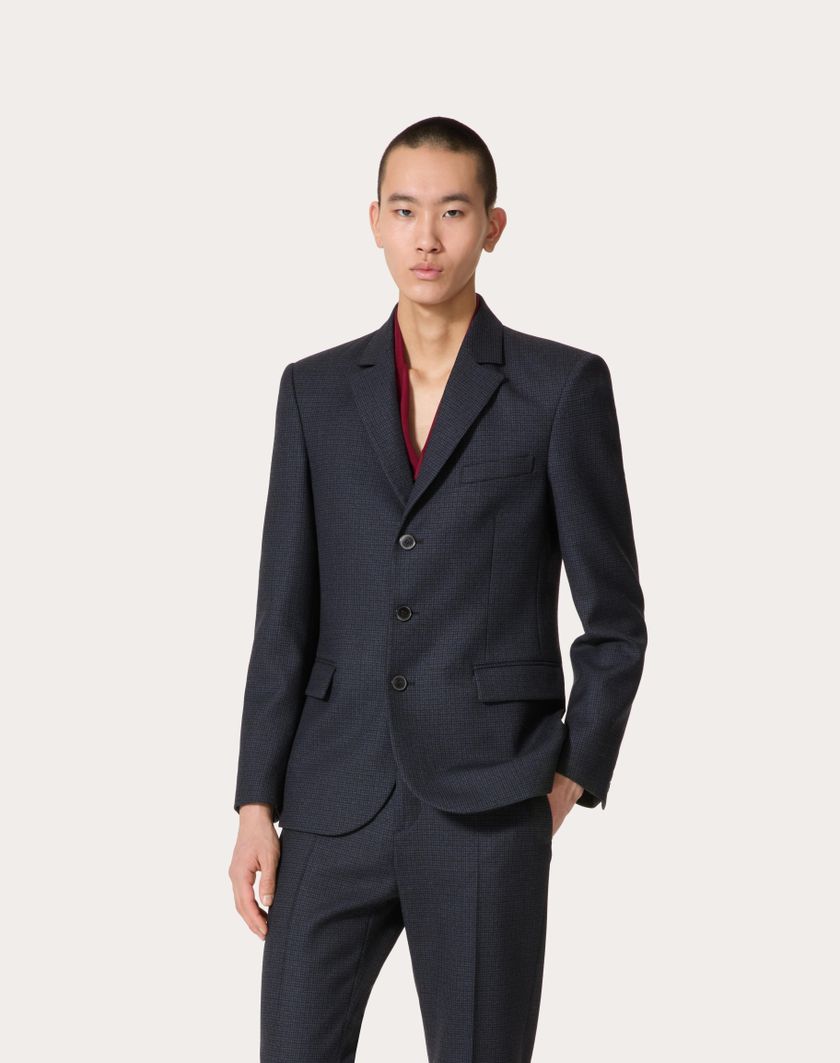 Valentino Handbags Giacca Monopetto In Lana Per Uomo In Navy/nero | Valentino IT