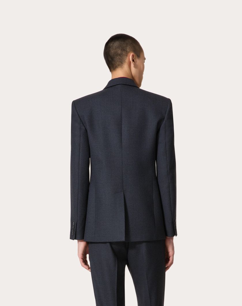 Valentino Handbags Giacca Monopetto In Lana Per Uomo In Navy/nero | Valentino IT