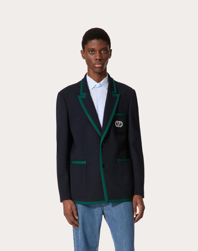 Valentino Handbags Giacca Monopetto In Lana Stretch Con Patch Vlogo Signature Per Uomo In Bordeaux | Valentino IT