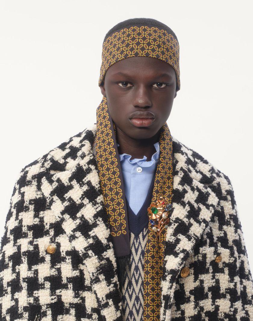 Valentino Handbags Giacca Monopetto In Misto Lana Con Motivo Check Per Uomo In Avorio/cammello/nero | Valentino IT