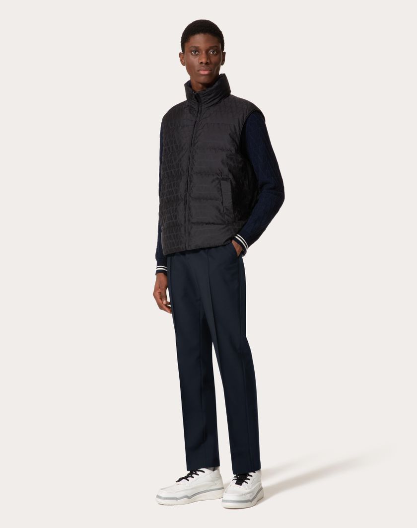 Valentino Handbags Gilet In Nylon Reversibile Con Motivo Toile Iconographe Per Uomo In Navy | Valentino IT
