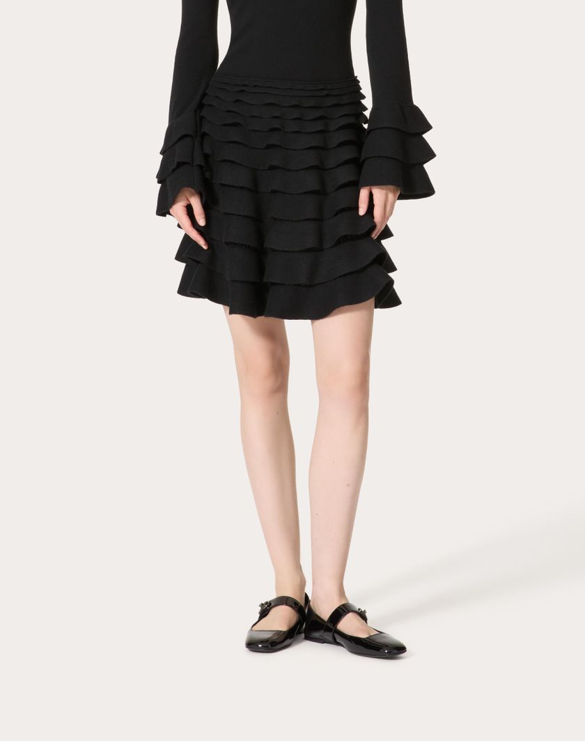 Valentino Handbags Gonna Corta In Per Donna In Nero | Valentino IT