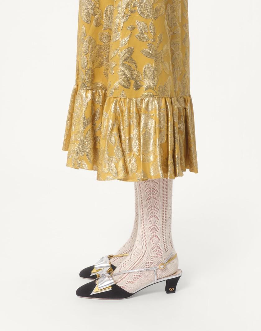 Valentino Handbags Gonna In Apres L'hiver Silk Lurex Foglioline Per Donna In Ocra | Valentino IT