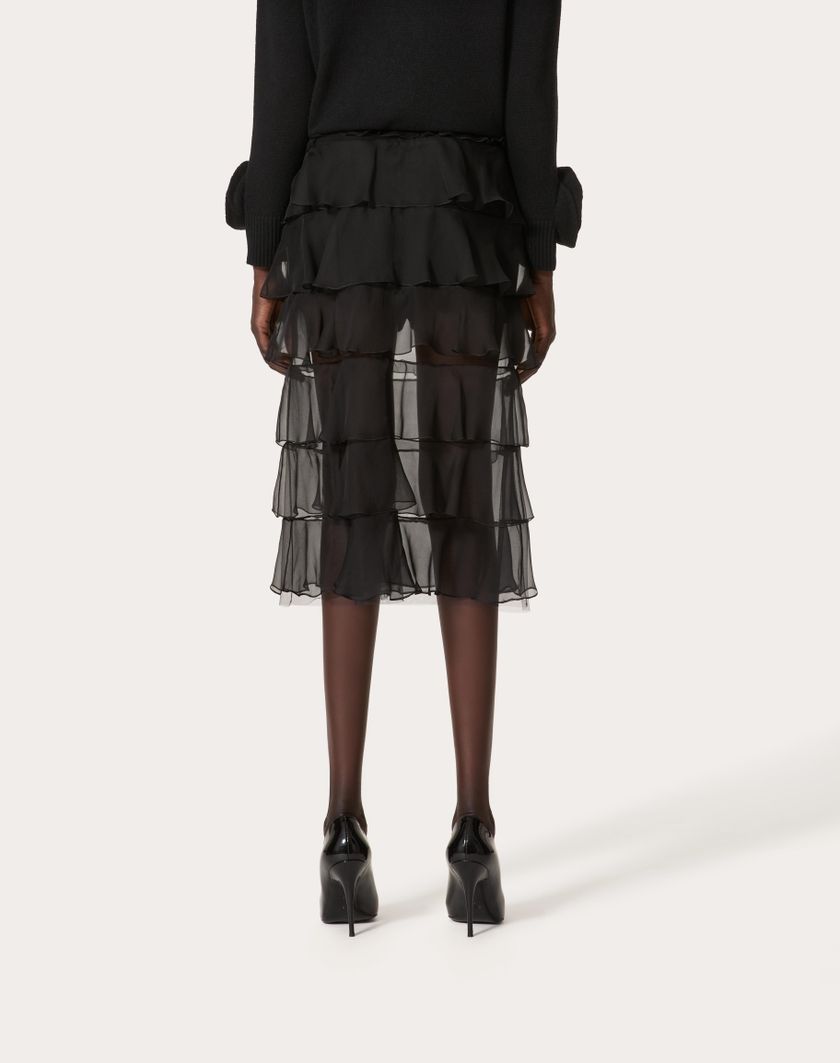 Valentino Handbags Gonna In Chiffon Per Donna In Nero | Valentino IT