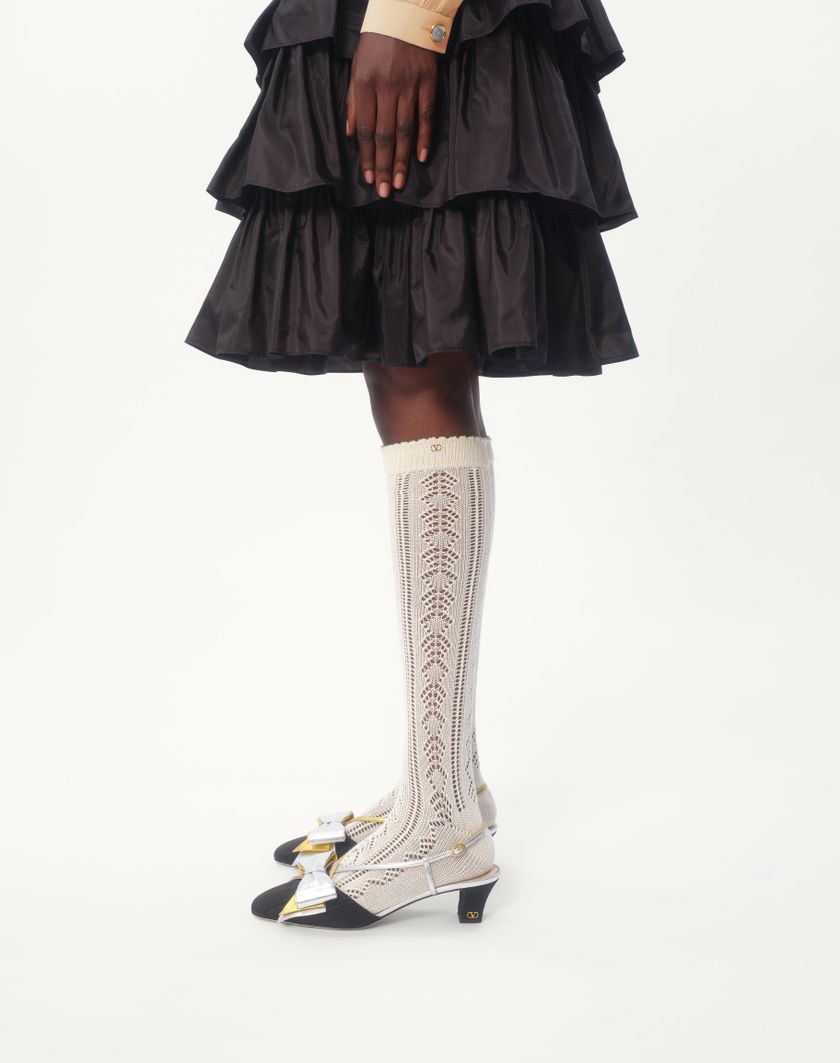 Valentino Handbags Gonna In Taffetas A Balze Per Donna In Nero | Valentino IT