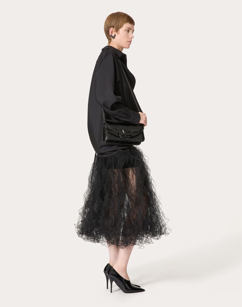 Valentino Handbags Gonna In Tulle Illusione Per Donna In Nero | Valentino IT
