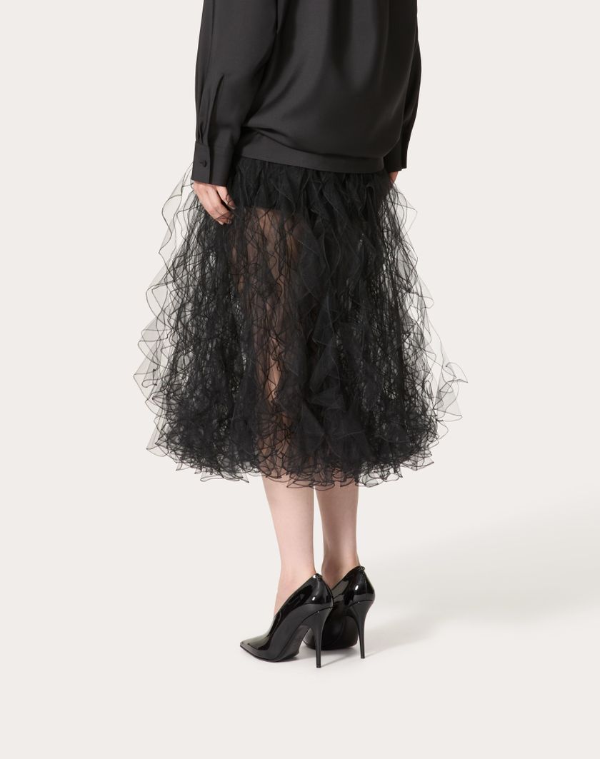 Valentino Handbags Gonna In Tulle Illusione Per Donna In Nero | Valentino IT