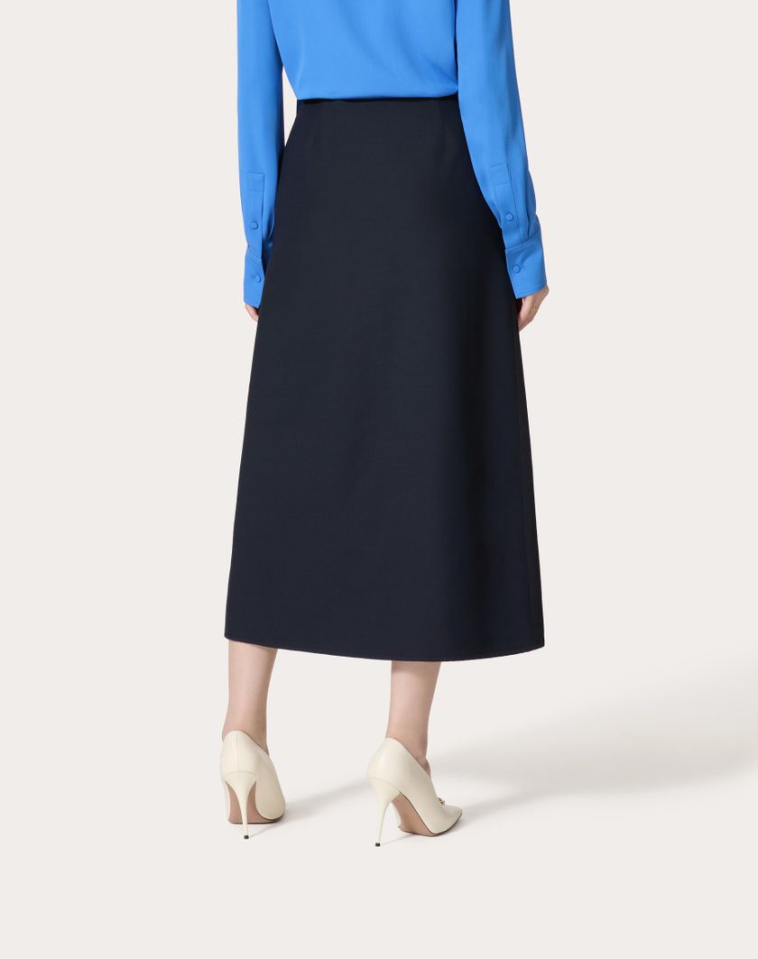 Valentino Handbags Gonna Midi In Crepe Couture Per Donna In Navy | Valentino IT