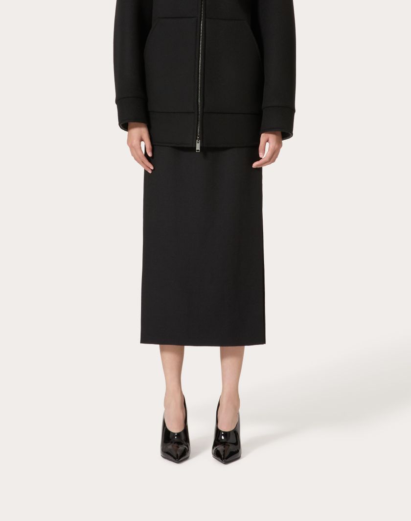 Valentino Handbags Gonna Midi In Grisaille Per Donna In Nero | Valentino IT