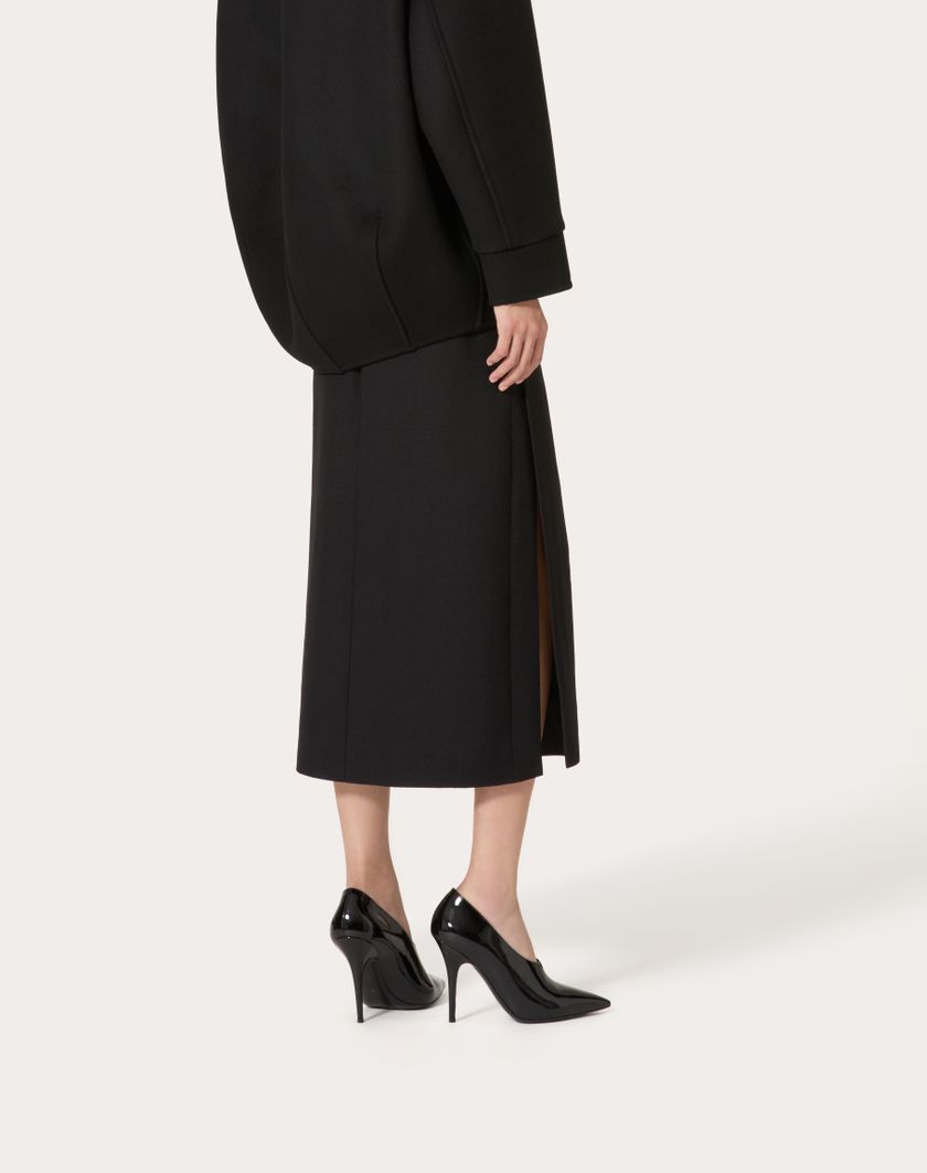 Valentino Handbags Gonna Midi In Grisaille Per Donna In Nero | Valentino IT