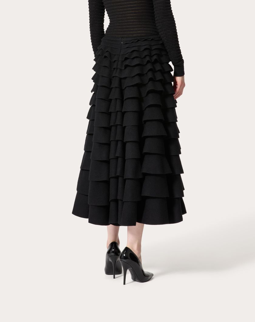 Valentino Handbags Gonna Midi In Maglia Per Donna In Nero | Valentino IT