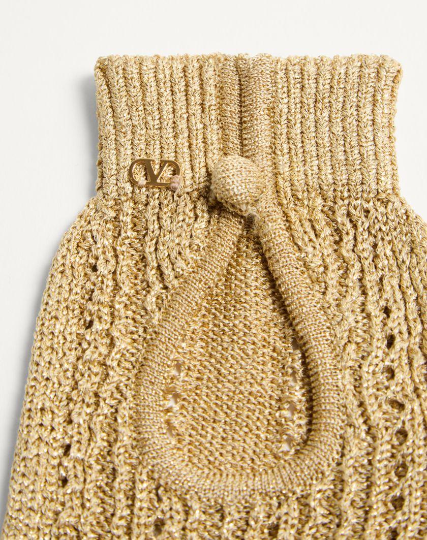 Valentino Handbags Guanti Fingerless Knitted In Lurex Per Donna In Oro | Valentino IT