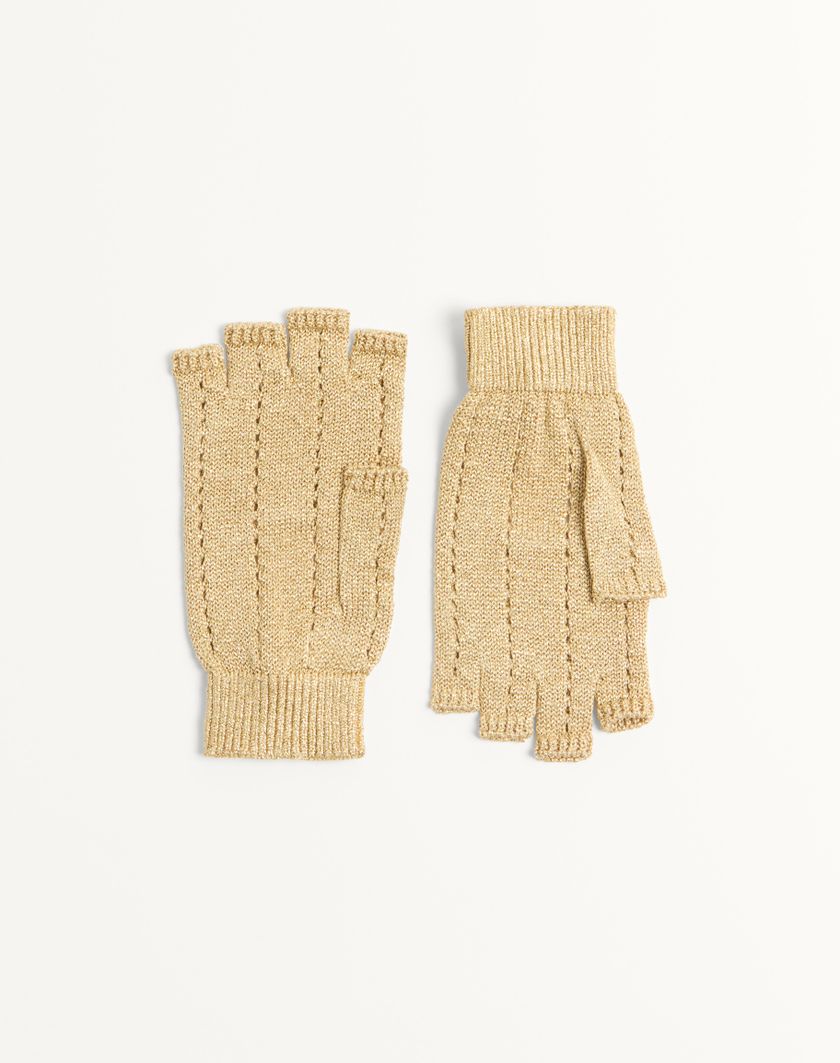 Valentino Handbags Guanti Fingerless Knitted In Lurex Per Donna In Oro | Valentino IT
