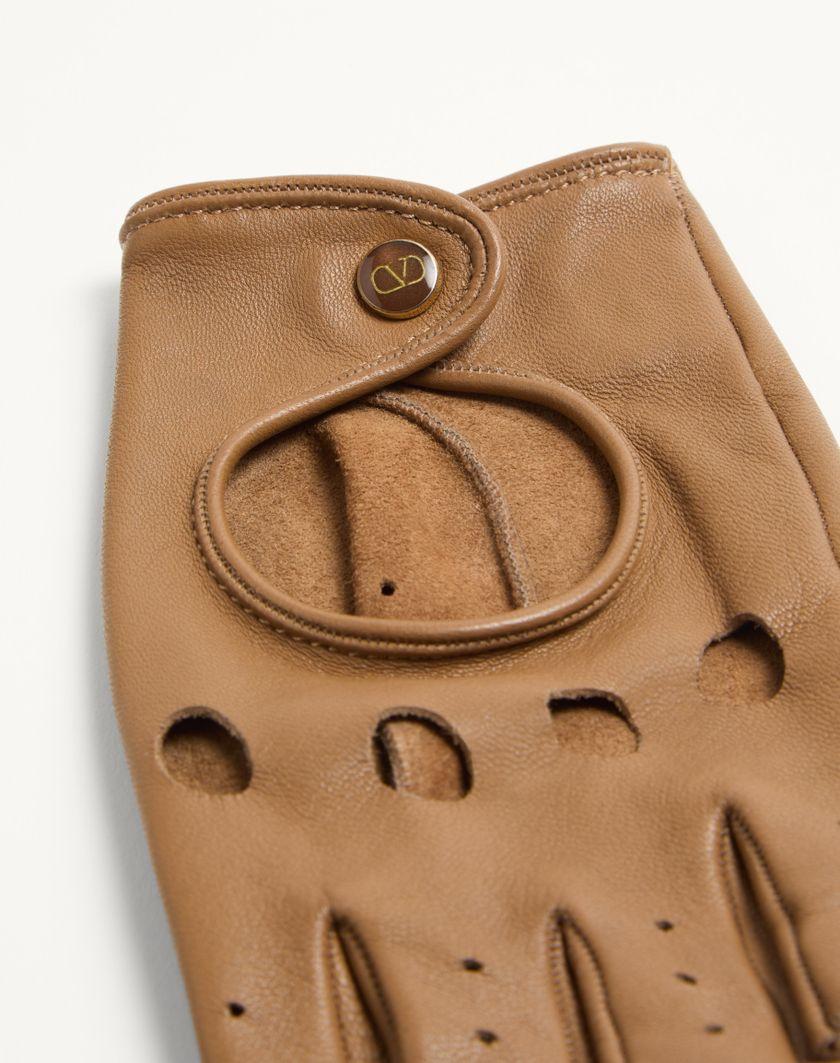 Valentino Handbags Guanti Fingerless Vlogo Signature In Nappa Per Donna In Beige/marrone | Valentino IT