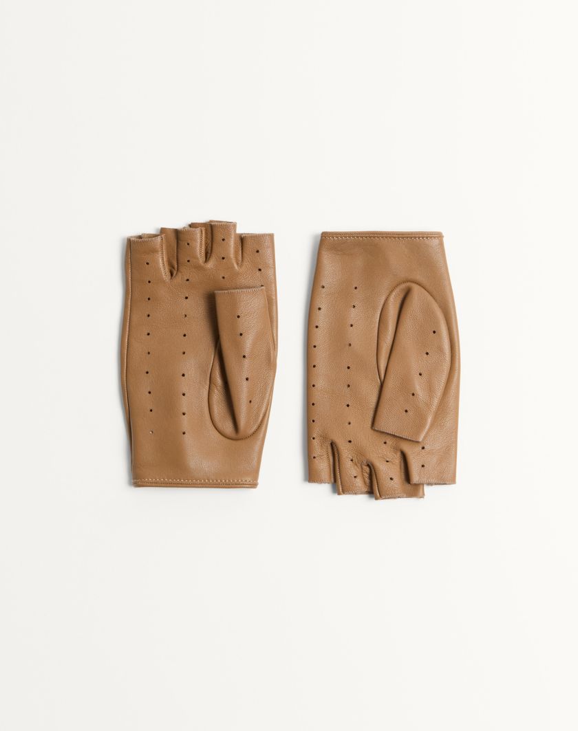 Valentino Handbags Guanti Fingerless Vlogo Signature In Nappa Per Donna In Beige/marrone | Valentino IT