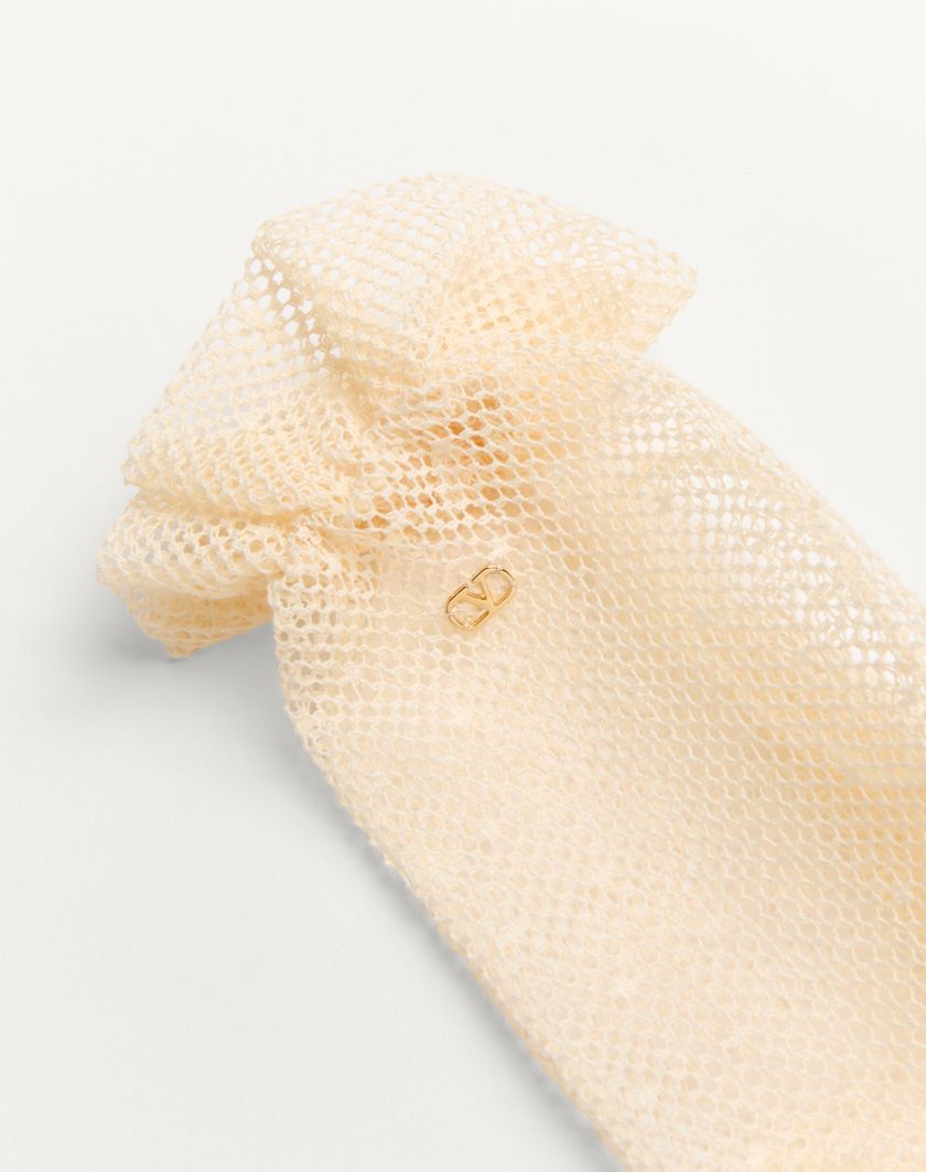 Valentino Handbags Guanti Vlogo Signature In Cotone E Tulle Per Donna In Nero/oro | Valentino IT