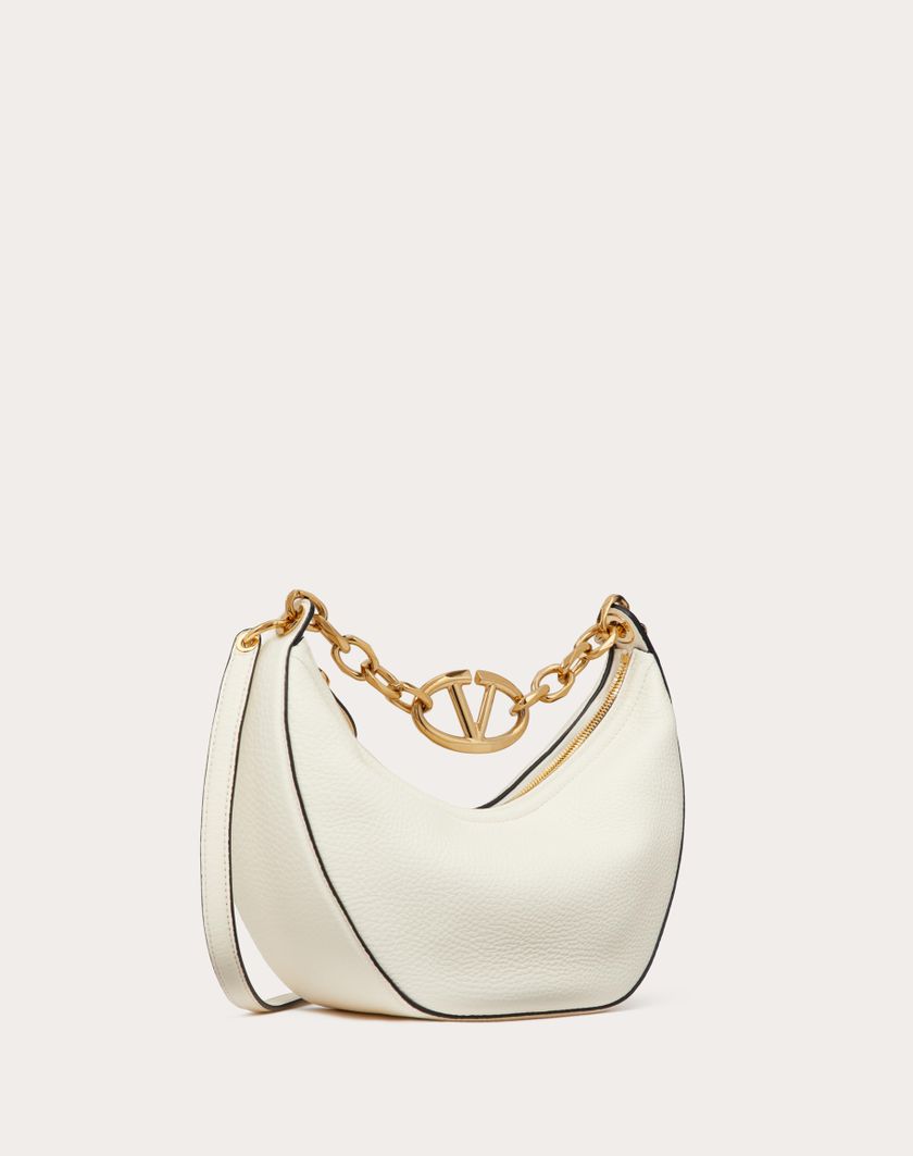 Valentino Handbags Hobo Piccola Vlogo Moon Bag In Vitello Granato Con Catena Per Donna In Cappuccino | Valentino IT