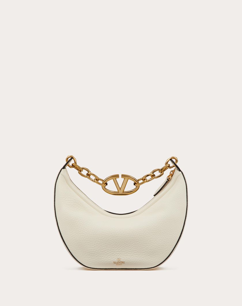 Valentino Handbags Hobo Piccola Vlogo Moon Bag In Vitello Granato Con Catena Per Donna In Cappuccino | Valentino IT