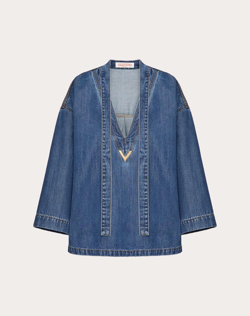 Valentino Handbags Kaftano In Denim Blu Medio per Donna in Denim | Valentino IT