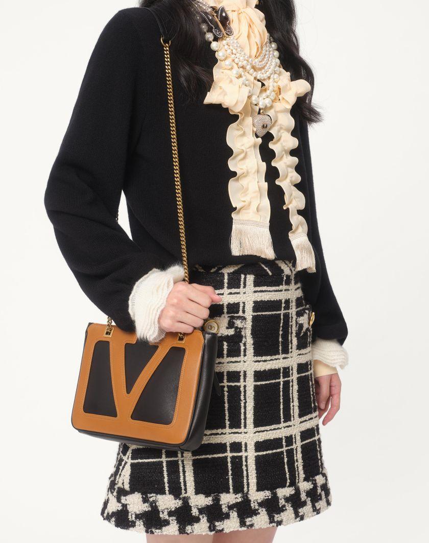 Valentino Handbags Maglia In Lana E Mohair Per Donna In Nero/avorio | Valentino IT