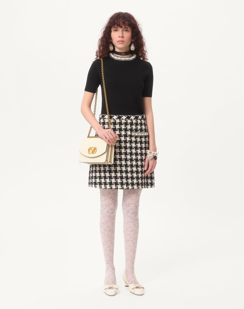 Valentino Handbags Maglia In Lana Ricamata Per Donna In Nero | Valentino IT