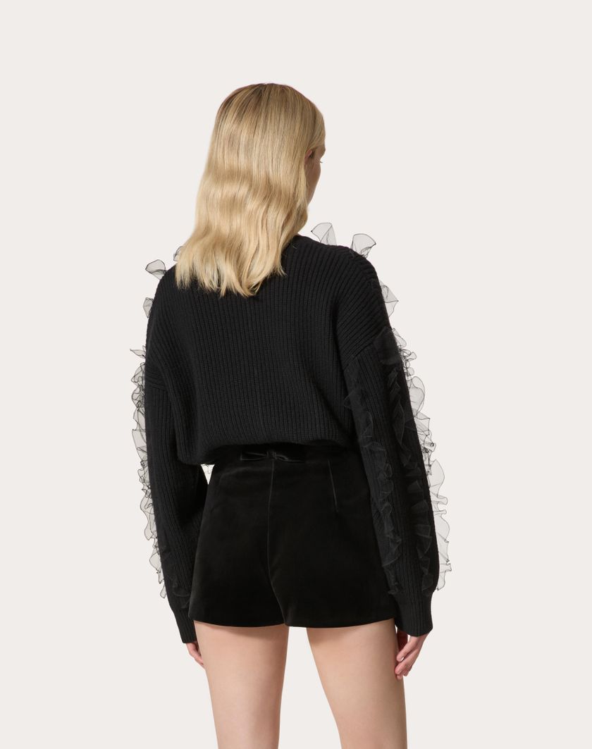 Valentino Handbags Maglia In Lana Ricamata Per Donna In Nero | Valentino IT