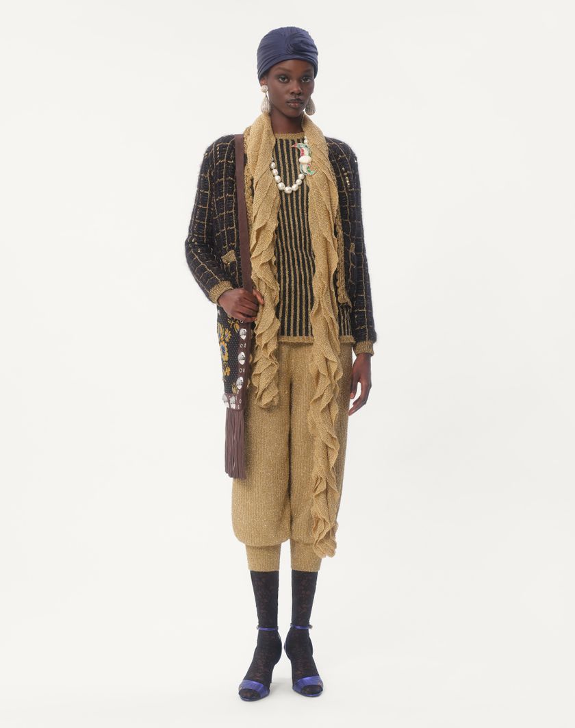 Valentino Handbags Maglia In Lurex Per Donna In Nero/oro | Valentino IT